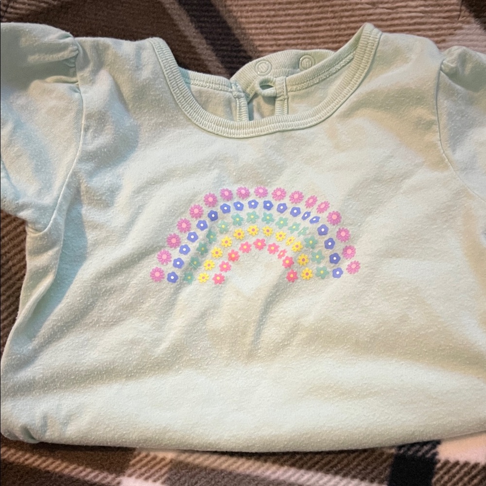 Garanimals Pastel Green Short Sleeve Onsie Floral Rainbow